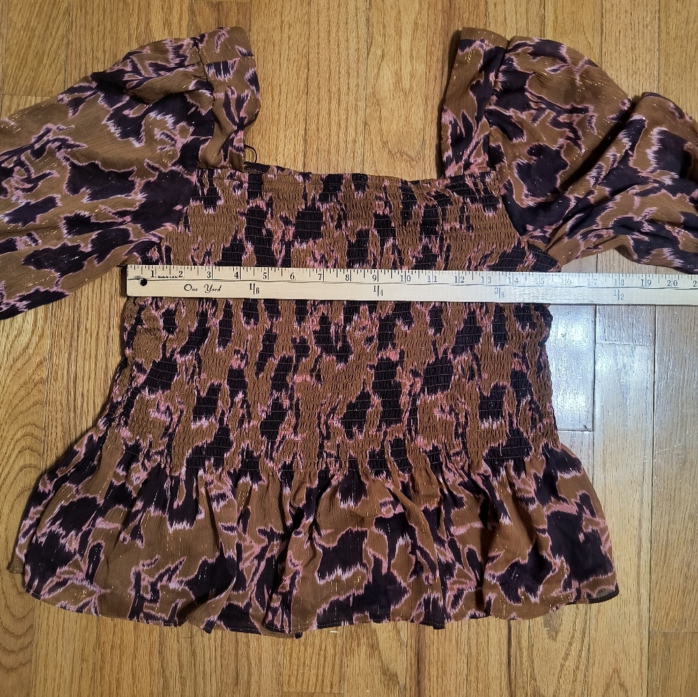 3/$10⭐ Nine West cropped peplum shirt, XL, colors: orange/pink/purple/brown - Picture 6 of 12
